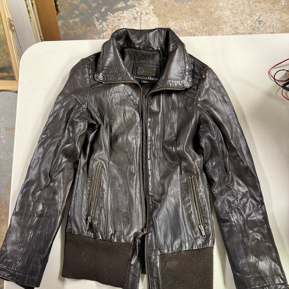 Aritzia Mackage Brown Leather Jacket